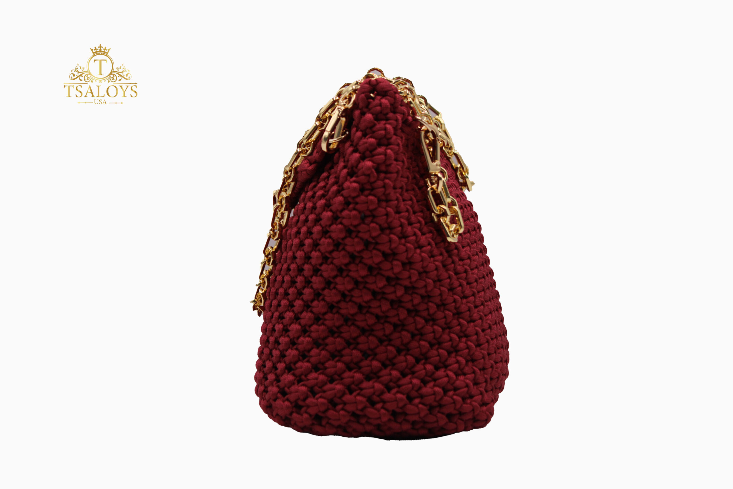 BURGUNDY RED HANDBAG 100% HAND-WOVEN