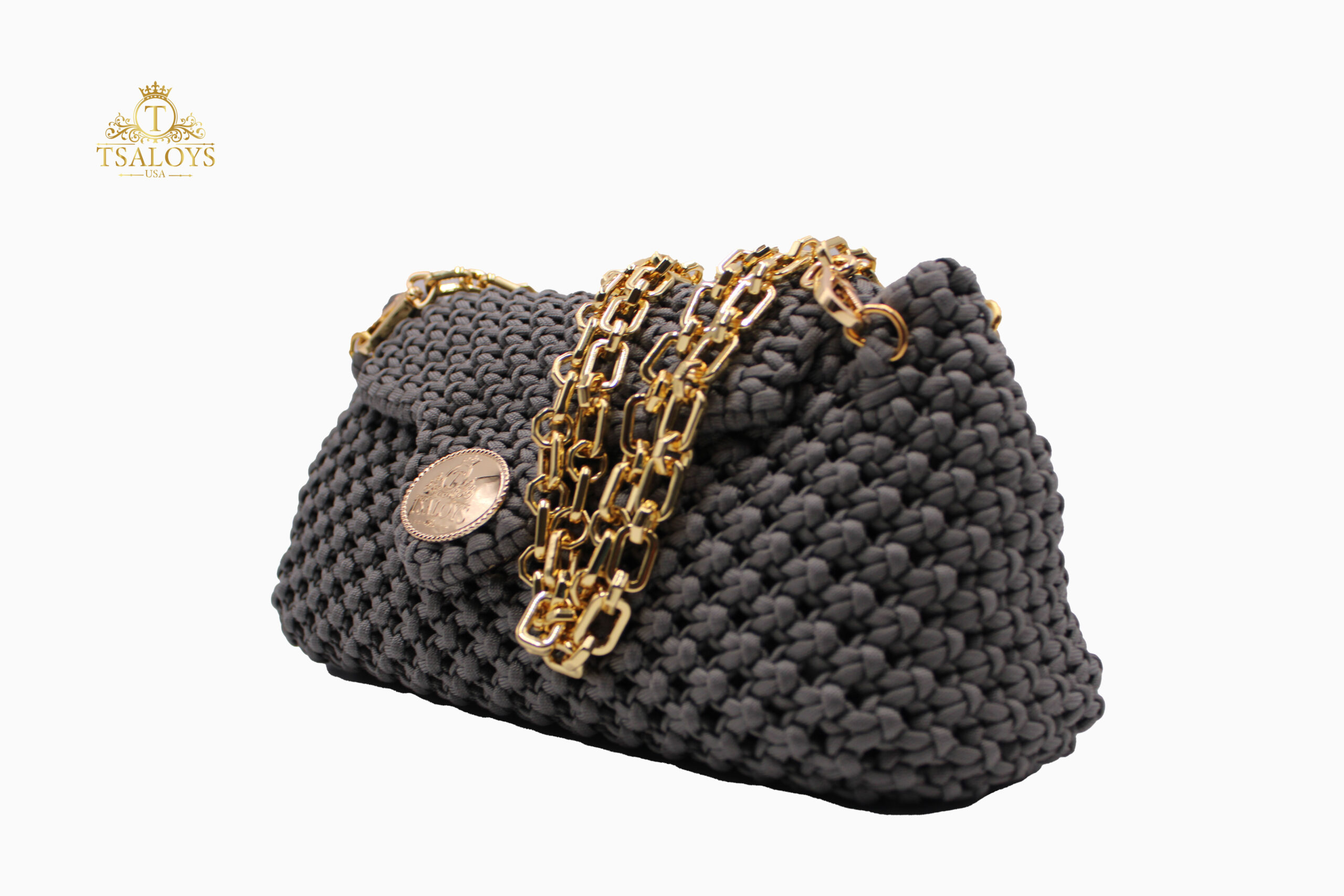 EDOUMA GRAY MADRID COLOR ELEGANT PURSE 100% HAND-WOVEN