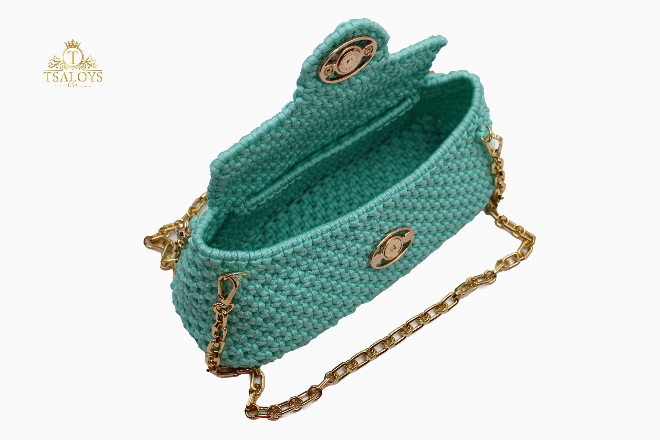 NKOLVE AIGU-MARINE COLOR ELEGANT PURSE 100% HAND-WOVEN