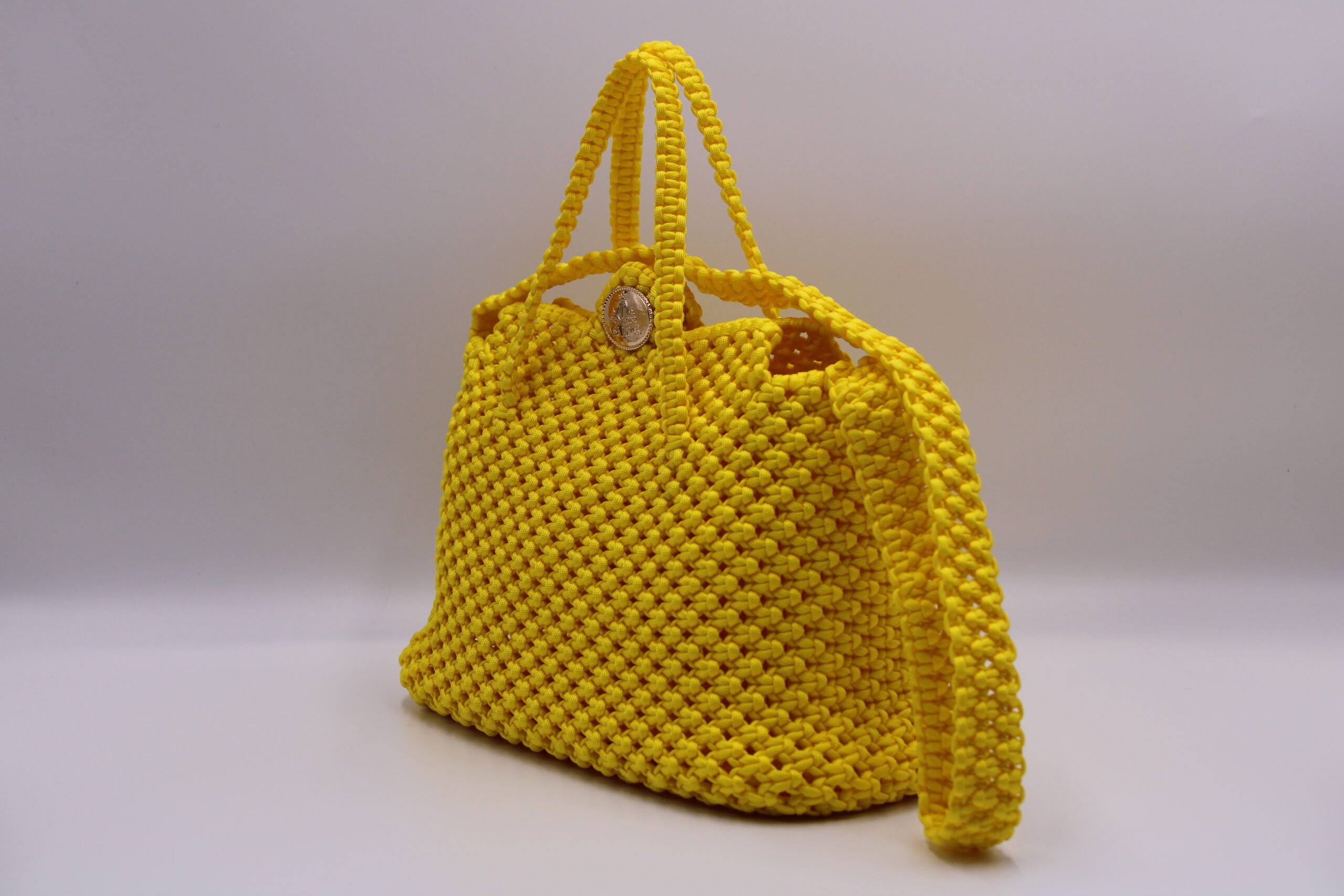 Yellow tote bag 100% hand-woven