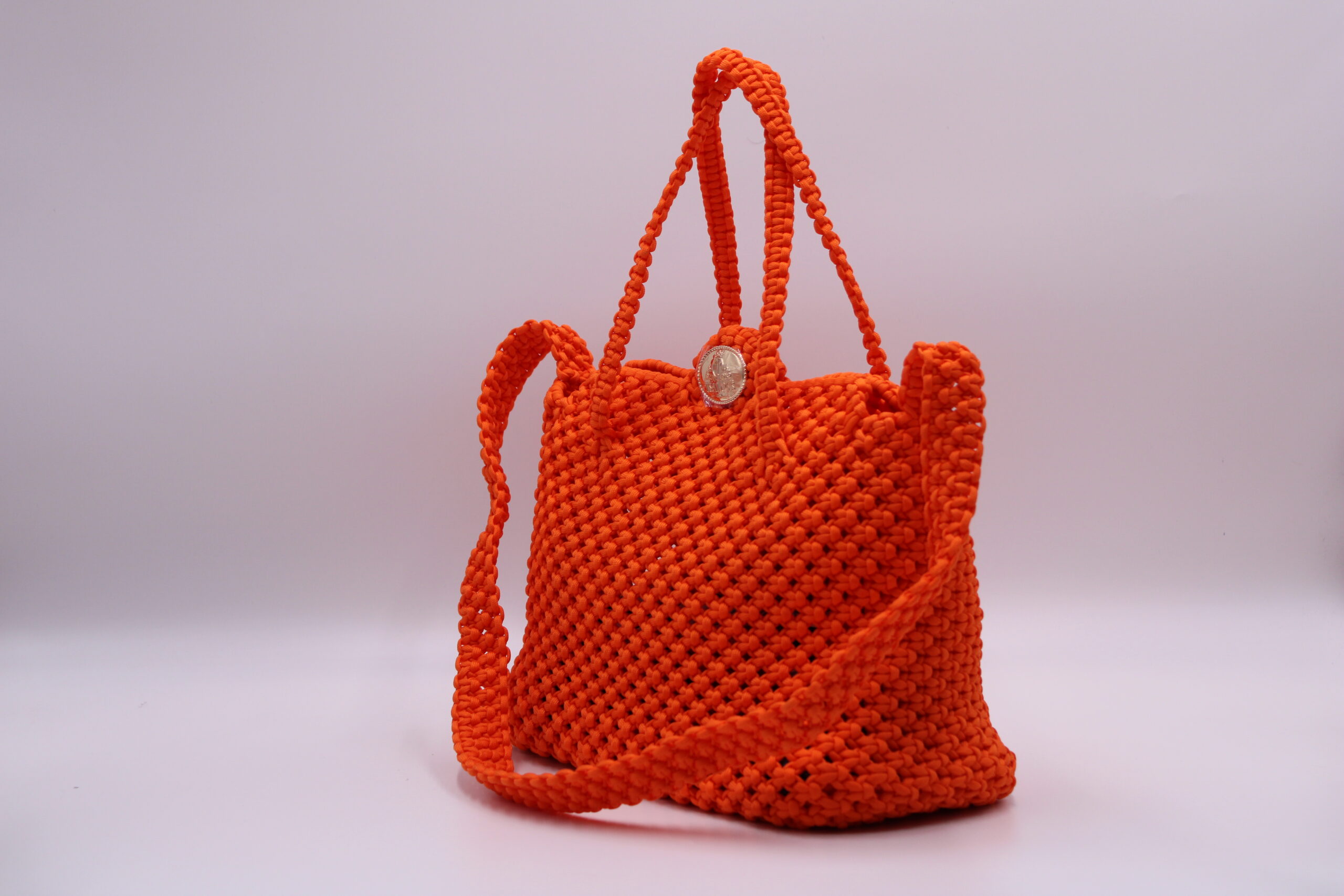 orange tote bag 100% hand-woven