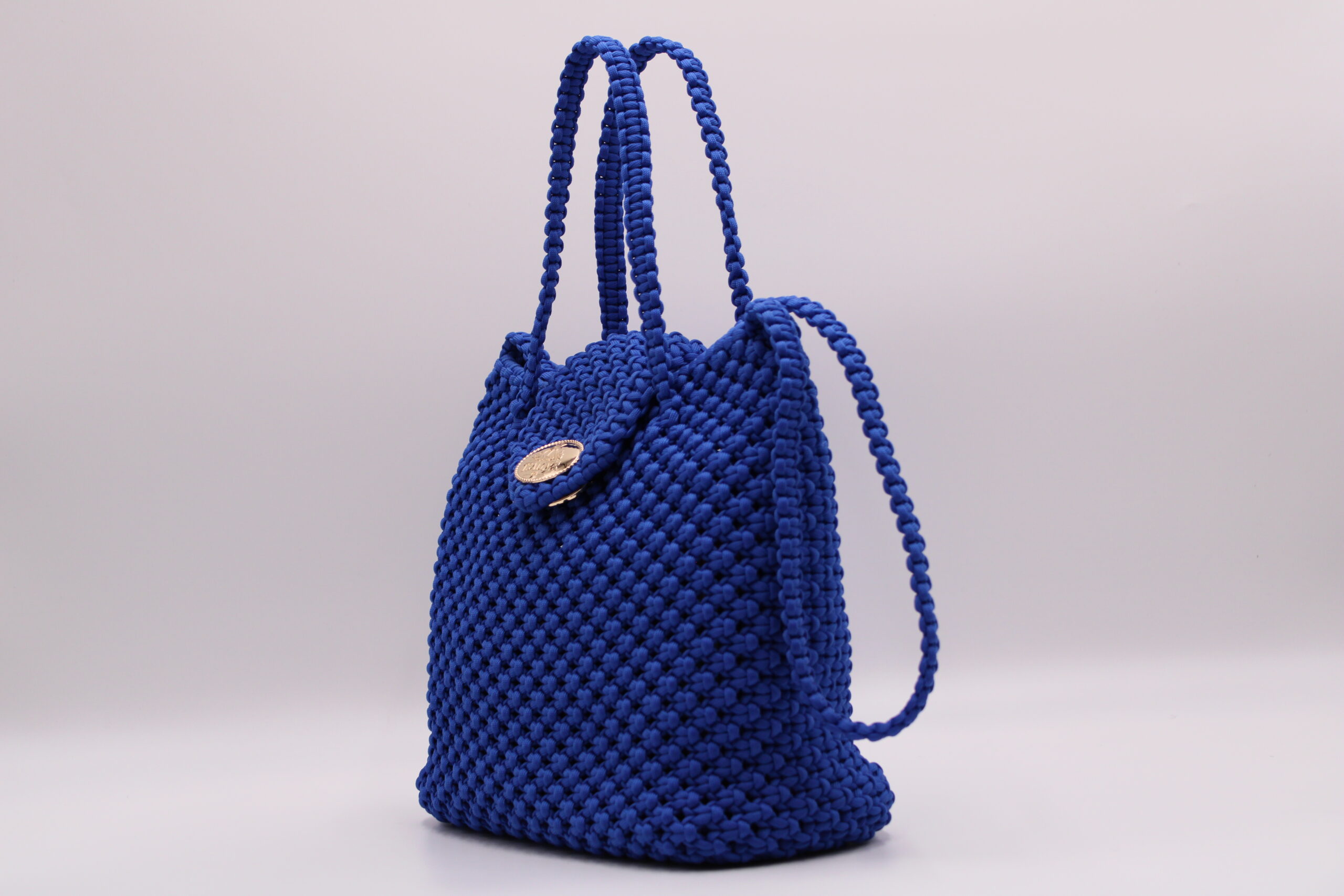 Blue tote bag 100% hand-woven