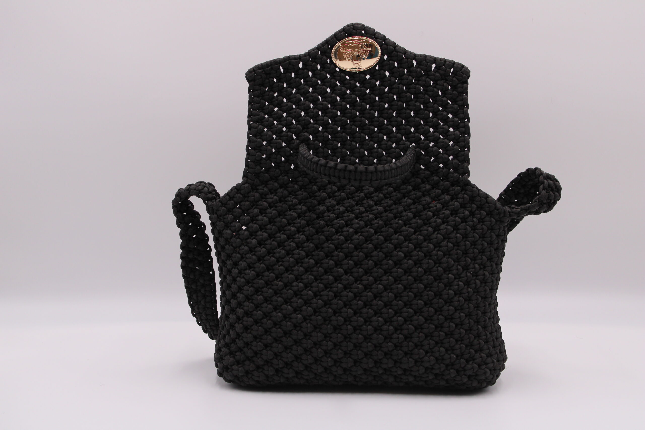 BIBOLOO BLACK  100% HAND-WOVEN WITH THE SMALL INTERNAL POCKET