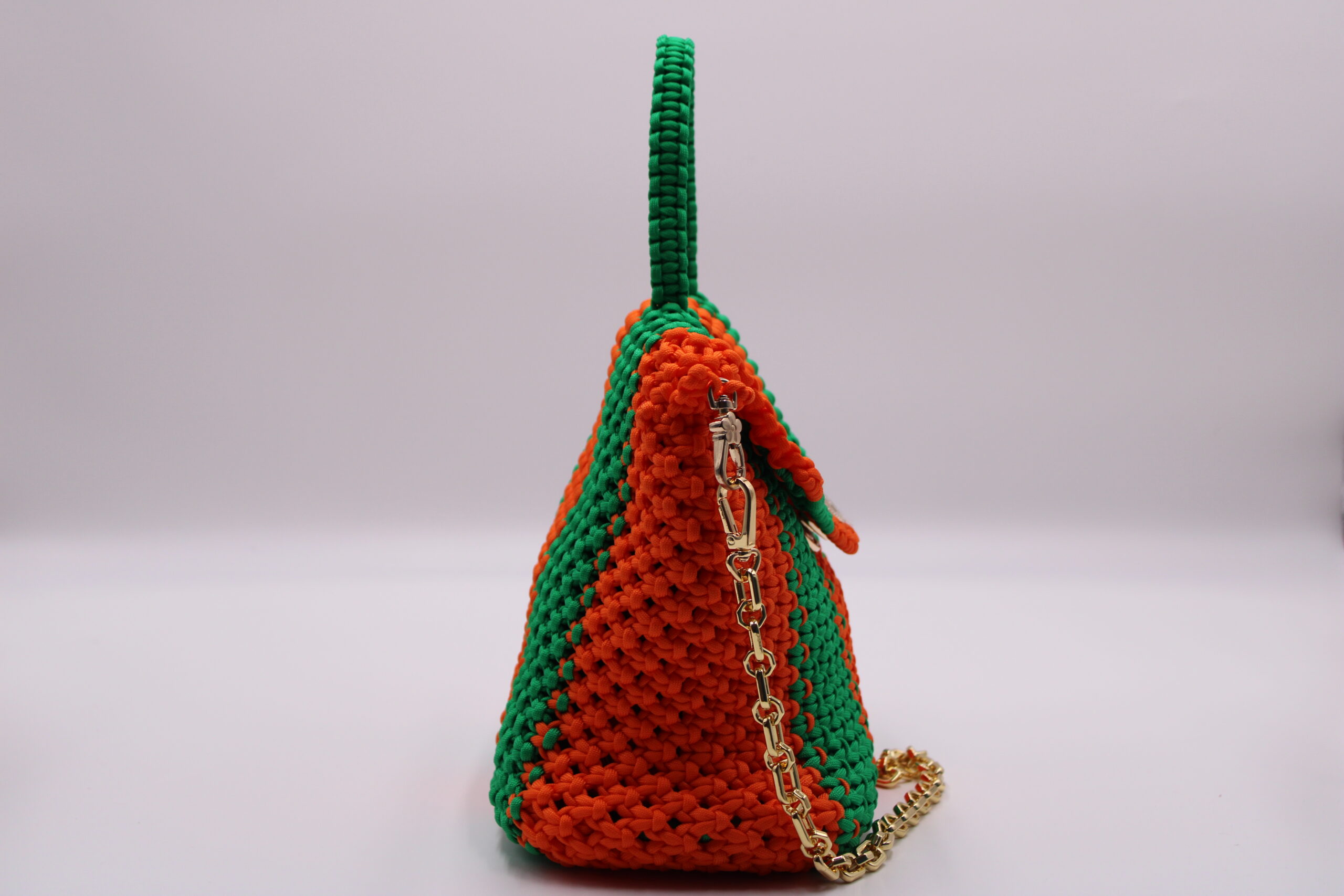 EDOGASSI TWO COLORS GREE-ORANGE BAG 100% HAND-WOVEN WITH THE SMALL INTERNAL BAG