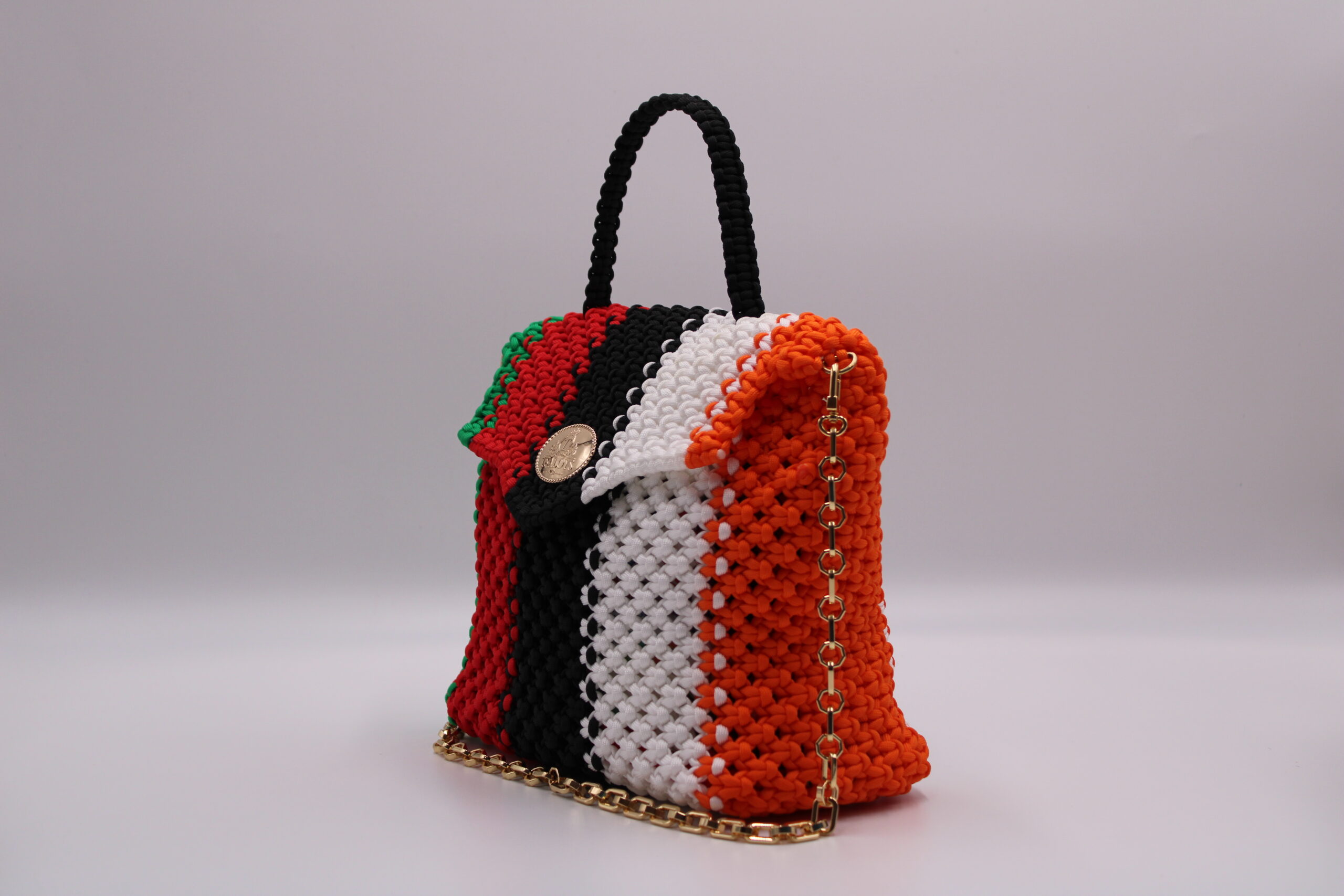 MAMESSE MULTICOLORS BAG 100% HAND-WOVEN WITH THE SMALL INTERNAL POCKET