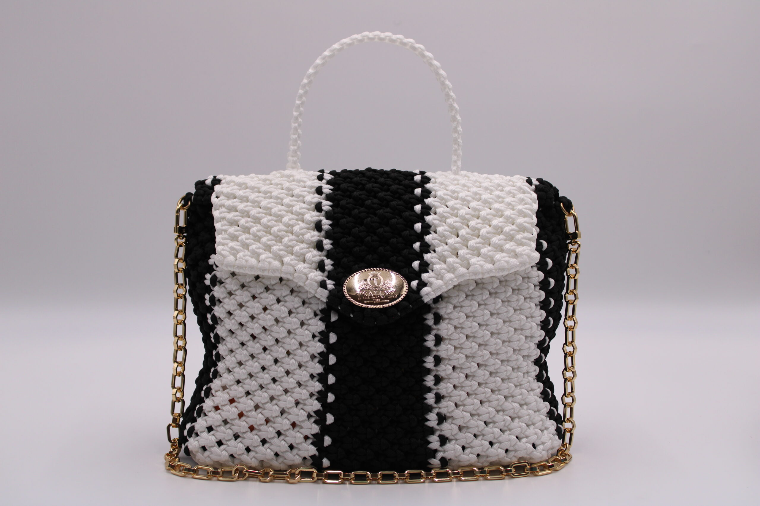 BIVINI EH MINTANGNI TWO COLORS BLACK-WHITE 100% HAND-WOVEN WITH THE SMALL INTERNAL POCKET